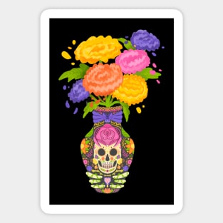 Day of the Dead Flower Vase with Marigolds Magnet